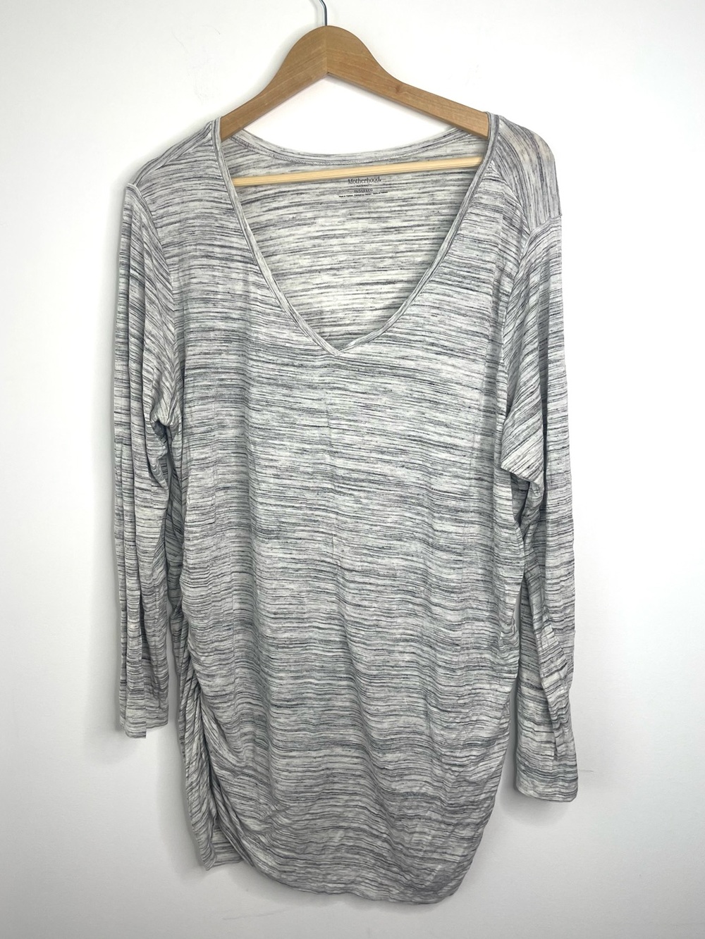 Motherhood Light Gray Marled V-Neck Long Sleeve Top size XXXL